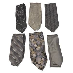 6 Black Silver Gray Polka Dot Swirl Geometric Vintage & Newer Mens Neck Ties